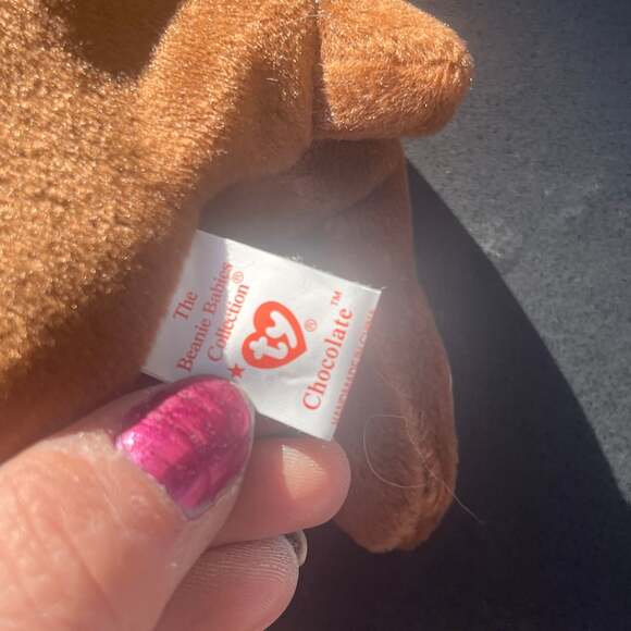 Very rare sticker covering tag ...Ty Beanie baby chocolate the Moose.